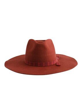 NWT Brixton Leigh Burnt Henna Wool Felt Cowboy Western Fedora Hat L (7-1/2)
